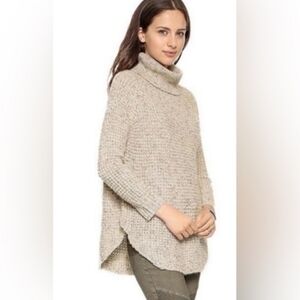 Free People Speckled Cream Turtleneck Sweater